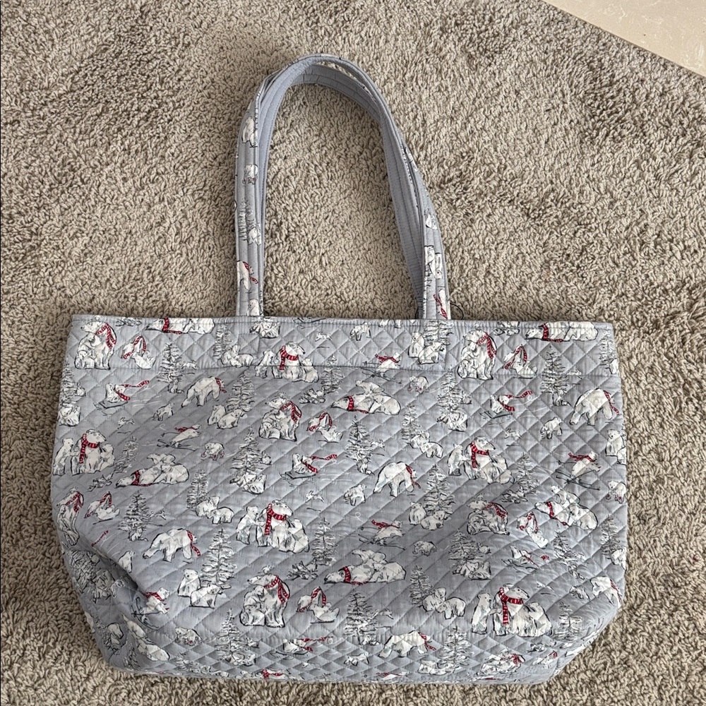 Vera Bradley Iconic Grand Tote in the Beary Merry pattern.